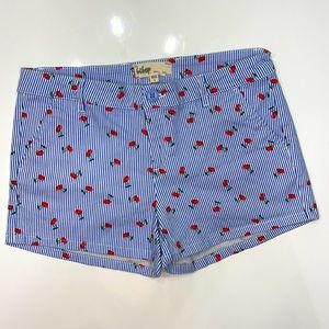 Bebop Cherries Print Striped Shorts